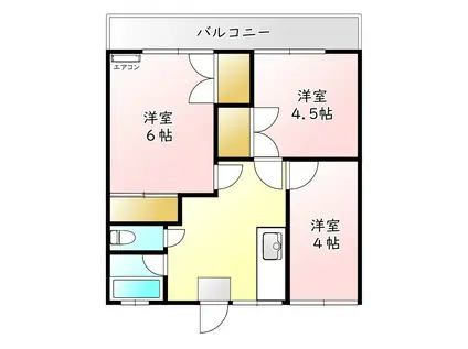 林コーポ(3DK/2階)の間取り写真