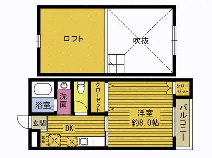 CABIN(1K/1階)の間取り写真