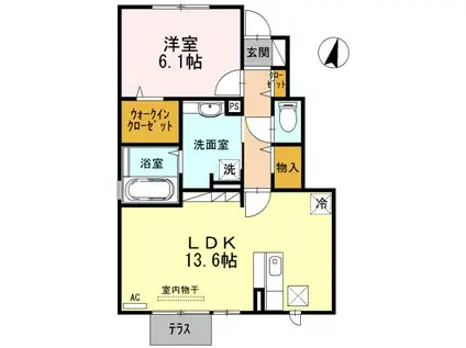 セジュールアクィールⅡ(1LDK/1階)の間取り写真