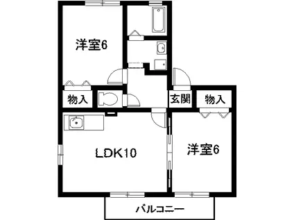 マイリトルタウン高師 参番館(2LDK/2階)の間取り写真