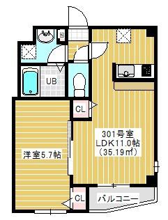 CHEZ PLAISANT(1LDK/3階)の間取り写真