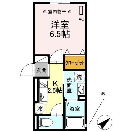 クレール藤沢II(1K/2階)の間取り写真