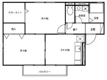 プルミエール・イワタ(2DK/2階)の間取り写真