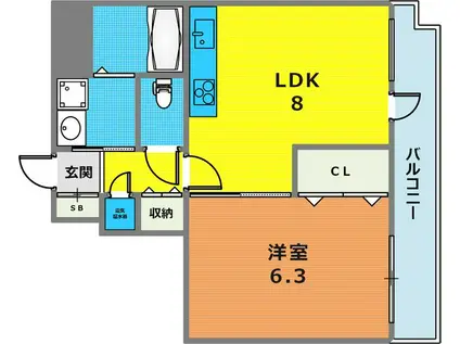 ルミエールオクティア(1LDK/9階)の間取り写真