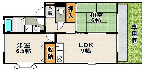 ハイカム-ルエルテ(2LDK/1階)の間取り写真