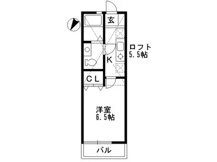 ラズベリーリーフ(1K/2階)の間取り写真