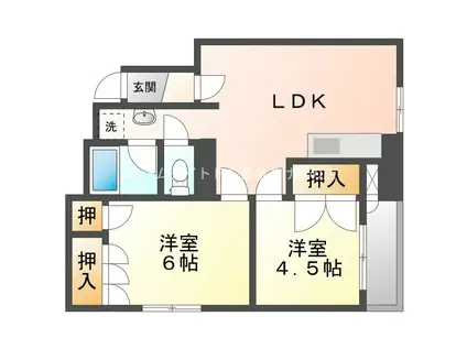 ユトリロ新川(2LDK/6階)の間取り写真