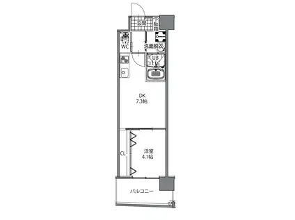 オーヴィジョンクラス下関駅前(1DK/5階)の間取り写真