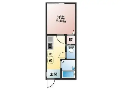 TJ鳴神2 C棟(1LDK/2階)の間取り写真