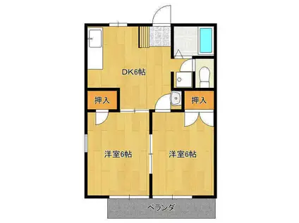 ツインヒルズA(2DK/1階)の間取り写真