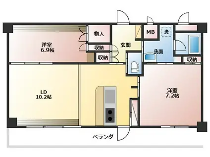フレッシュガーデンK(2LDK/2階)の間取り写真