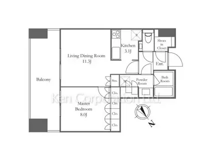 麻布台ヒルズレジデンスB(1LDK/9階)の間取り写真