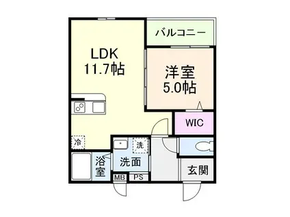 グランメゾンゆずり葉II番館(1LDK/1階)の間取り写真