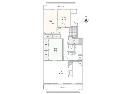 シーアイハイツ町田C棟(3LDK/12階)の間取り写真