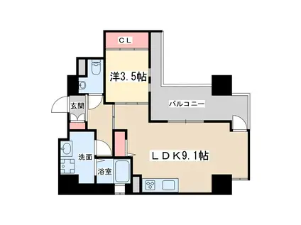 アーベックス天六(1LDK/2階)の間取り写真