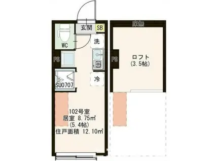 OAKS東武練馬(ワンルーム/1階)の間取り写真