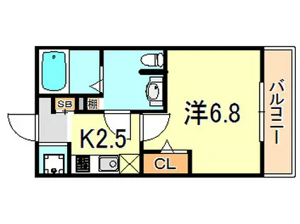 ル・シャンデパン(1K/2階)の間取り写真