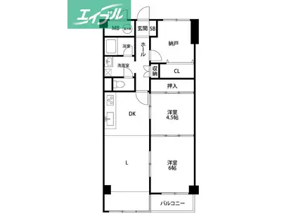 エバーグリーン柳町(1LDK/8階)の間取り写真