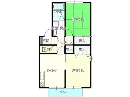 ソレイユ壱番館(2DK/1階)の間取り写真