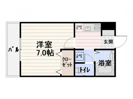 イデアハイツⅡ(1K/1階)の間取り写真