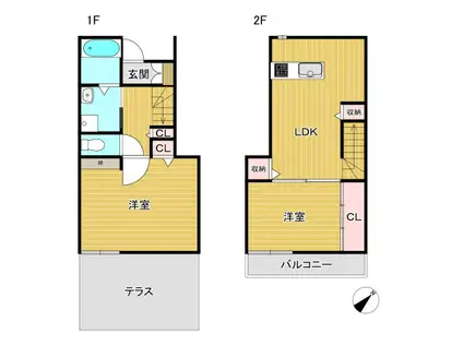 MANUS大川(2LDK/1階)の間取り写真