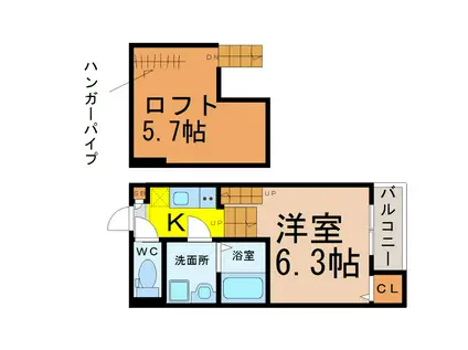 LUCE花目(1K/1階)の間取り写真