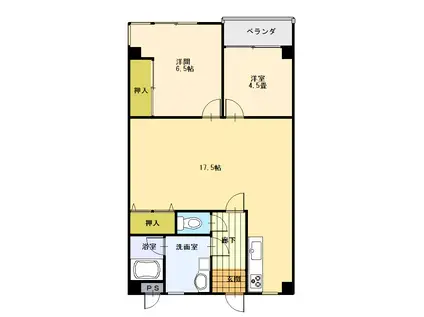 レジデンス両替町(2LDK/7階)の間取り写真