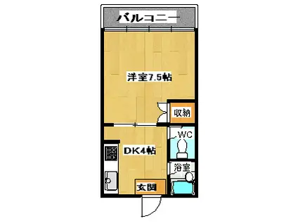 末広マンション(1DK/2階)の間取り写真