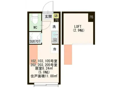 ワイドエイト久我山(ワンルーム/2階)の間取り写真