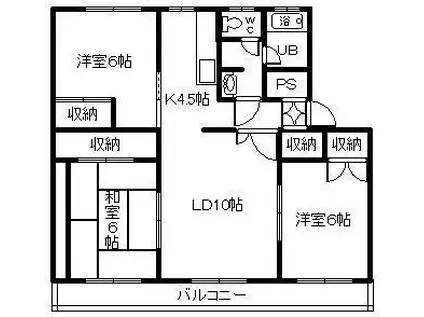 テレパレス旭川春光IV(3LDK/4階)の間取り写真