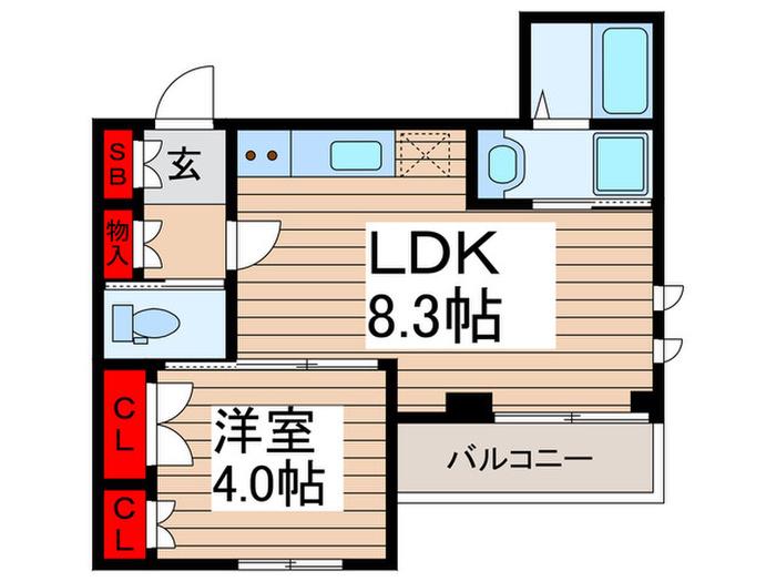 グランドゥールRK浦和(1LDK/1階)の間取り写真