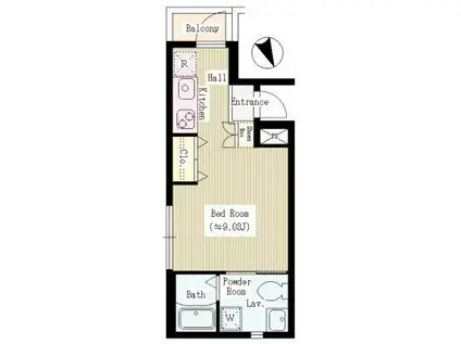 プリエール諏訪(ワンルーム/2階)の間取り写真