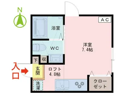 ORIGAMI3(ワンルーム/2階)の間取り写真