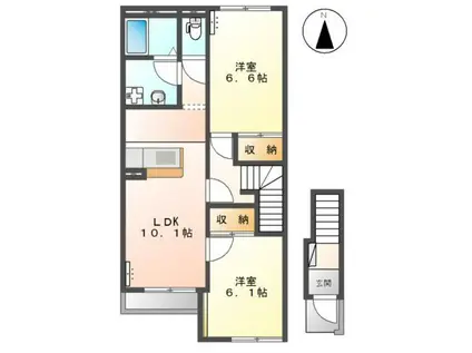 パルフェドルミナスII(2LDK/2階)の間取り写真