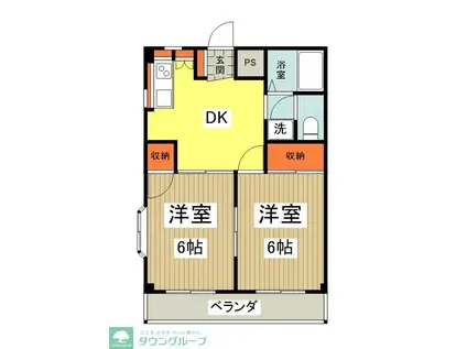 三陽マンション(2DK/1階)の間取り写真