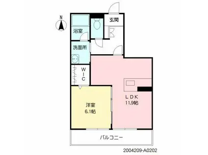 プレディアコート平野町(1LDK/2階)の間取り写真