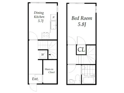 エフプレスト西新井本町(1DK/1階)の間取り写真