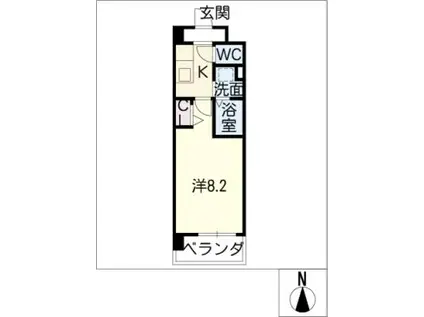 フラワーズドリームII(1K/8階)の間取り写真