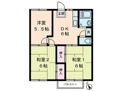 ウエスト立川(3DK/2階)の間取り写真