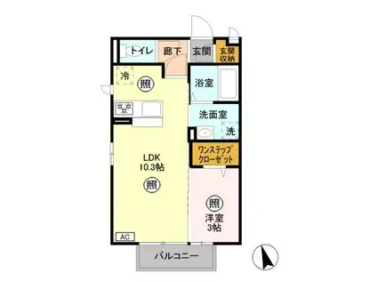 アクアベーネ B 吉水駅前(1LDK/2階)の間取り写真