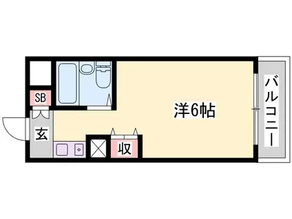スカイコート姫路(ワンルーム/3階)の間取り写真