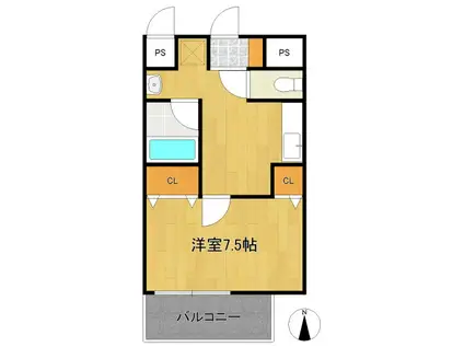 サウスヒルズ(1K/3階)の間取り写真