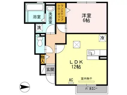 アヴァンセ城山(1LDK/1階)の間取り写真