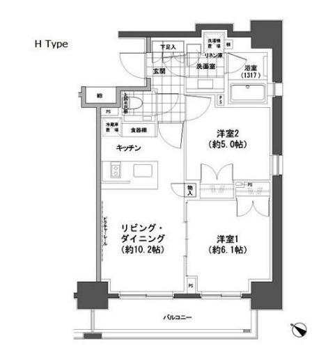 パークハビオ人形町(2LDK/10階)の間取り写真