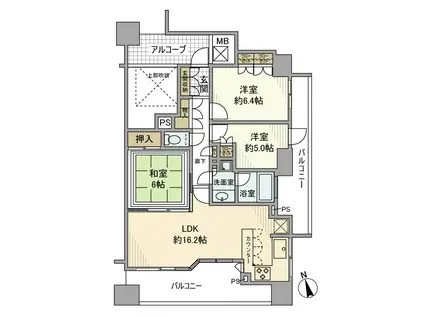 ライオンズステージ立川ラフィナタワー(3LDK/5階)の間取り写真
