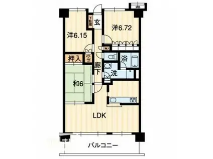 アルファシティ屋島五番館(3LDK/3階)の間取り写真