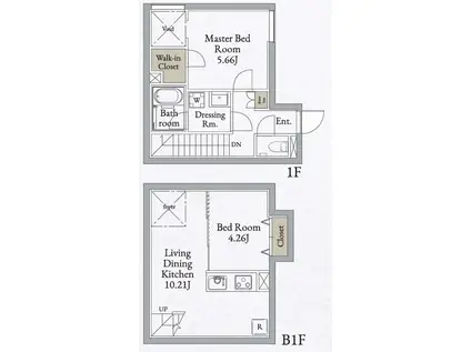 ライブフラット高田馬場(2LDK/B1階)の間取り写真