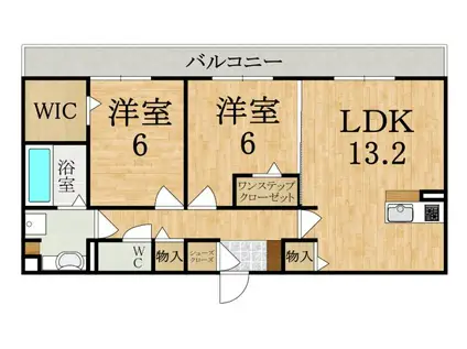 グランヴィラ(2LDK/2階)の間取り写真