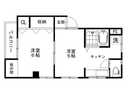 いづみマンション(2K/4階)の間取り写真