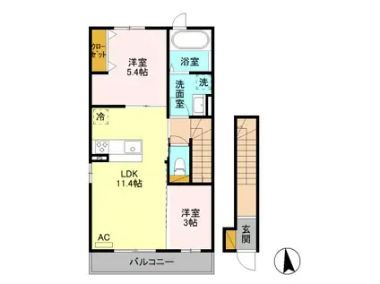 イリエール篠ノ井 D(2LDK/2階)の間取り写真